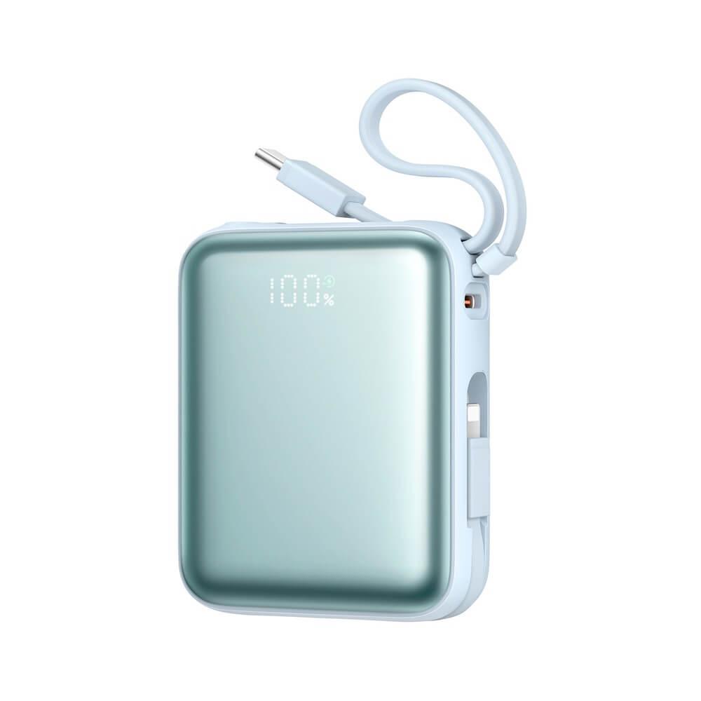 Външна батерия с вградени USB-C и Lightning кабели и USB-C порт и технология за бързо зареждане - Joyroom JR-PBF27 Portable Power Bank 22.5W 10000 mAh (син) | JAR Computers Външна батерия с вградени USB-C и Lightning кабели и USB-C порт и технология за бързо зареждане - Joyroom JR-PBF27 Portable Power Bank 22.5W 10000 mAh (син)