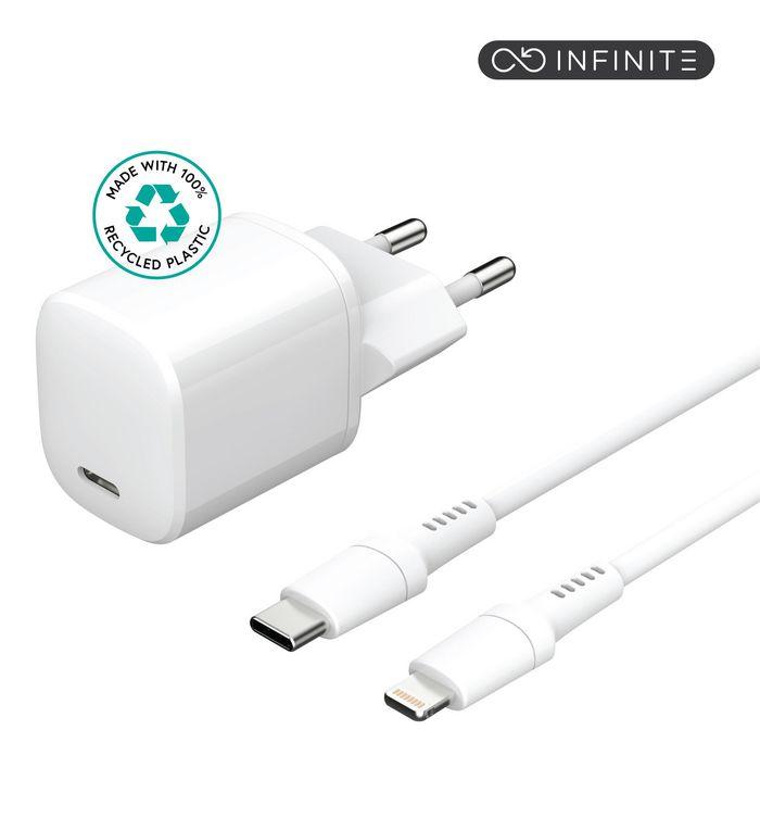 ЗАРЯДНО КОМПЛЕКТ eSTUFF INFINITE PD 20W EU Plug Charger with 1,5m USB-C to Lightning Cable - White - PN ES637500 | JAR Computers ЗАРЯДНО КОМПЛЕКТ eSTUFF INFINITE PD 20W EU Plug Charger with 1,5m USB-C to Lightning Cable - White - PN ES637500