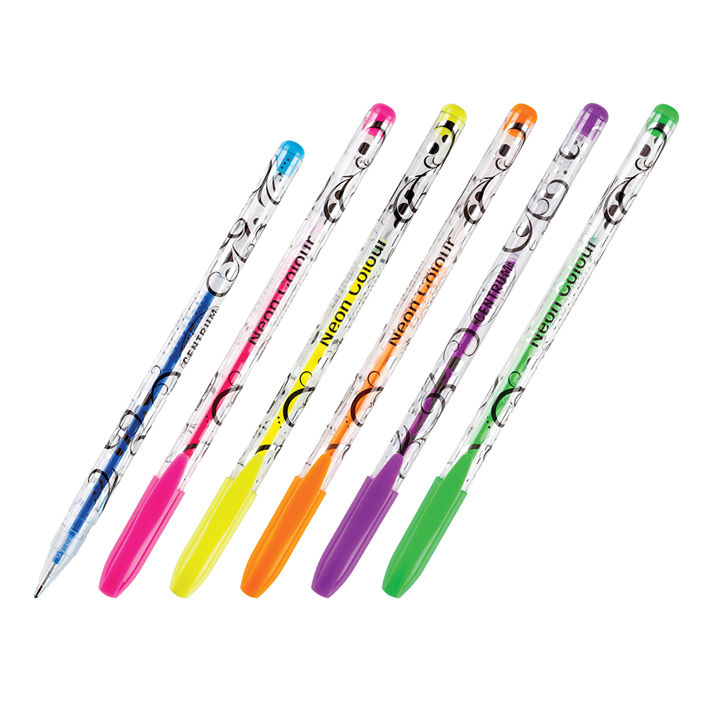 Химикалка Centrum Neon Gel 1.0 мм 6 броя