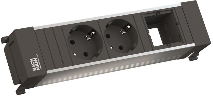 Модул за POWER FRAME 3M с 2х Шуко и 1х празен модул, цвят Черен, Bachmann | JAR Computers Модул за POWER FRAME 3M с 2х Шуко и 1х празен модул, цвят Черен, Bachmann