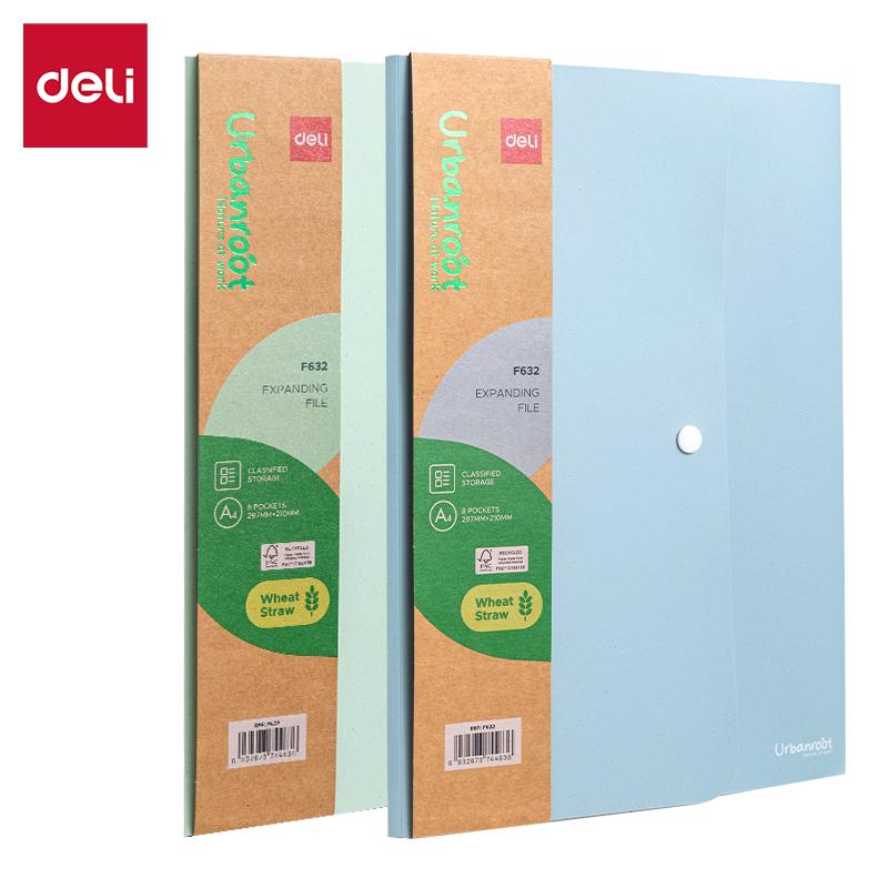 Папка с 8 отделения Deli Urbanroot EF632, A4, от пшенична слама, с индекси, зелена | JAR Computers Папка с 8 отделения Deli Urbanroot EF632, A4, от пшенична слама, с индекси, зелена