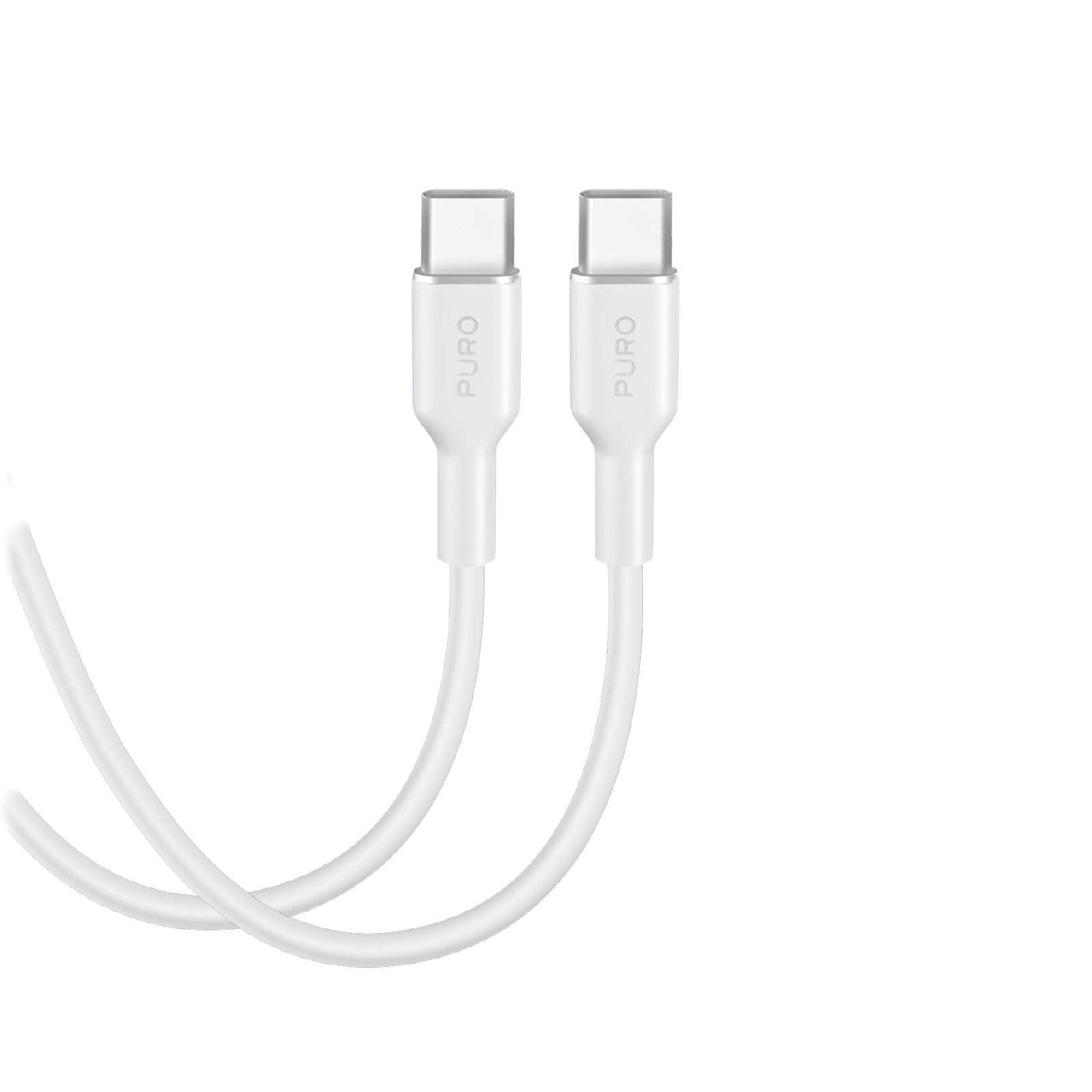 Puro 40991 Kабел SOFT Type-C-C 60W, 1,5 м, бял | JAR Computers Puro 40991 Kабел SOFT Type-C-C 60W, 1,5 м, бял