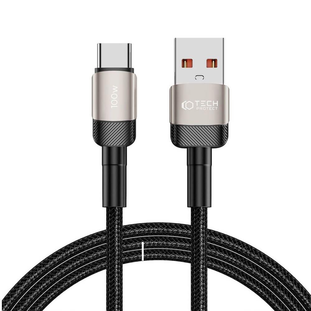 Tech-Protect Ultraboost Evo USB-A to USB-C Cable 100W - кабел с въжена оплетка за устройства с USB-C порт (200 см) (бежов)