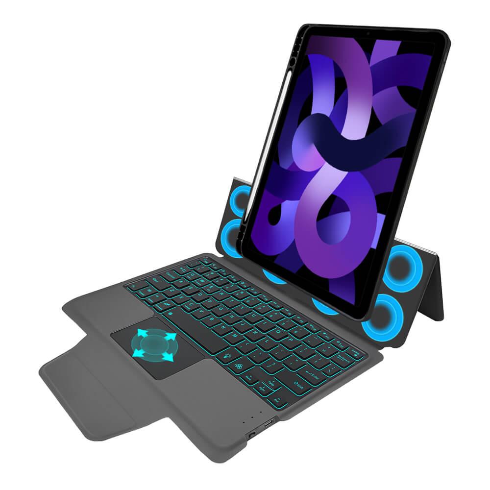 Techsuit KeyTab Pro RGB Wireless Touchpad Keyboard Case - полиуретанов калъф, клавиатура, тракпад и поставка за iPad Air 11 (2024), iPad Air 5 (2022), iPad Air 4 (2020) (черен)