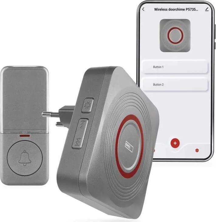Безжичен звънец сив 220V в комплект с бутон 150 метра IP44, 55 мелодии Wi-Fi GoSmart EMOS | JAR Computers Безжичен звънец сив 220V в комплект с бутон 150 метра IP44, 55 мелодии Wi-Fi GoSmart EMOS