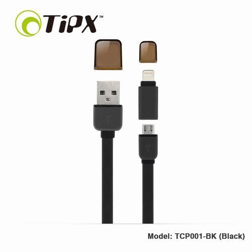 Кабел за Apple и устройства с MicroUSB - TIPX 2in1 Micro USB & Lightning Charge & Sync Cable (черен) | JAR Computers Кабел за Apple и устройства с MicroUSB - TIPX 2in1 Micro USB & Lightning Charge & Sync Cable (черен)