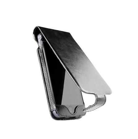 Кожен калъф (ръчна изработка, естествена кожа) за iPhone 5, iPhone 5S, iPhone SE - SENA Hampton Flip (черен) | JAR Computers Кожен калъф (ръчна изработка, естествена кожа) за iPhone 5, iPhone 5S, iPhone SE - SENA Hampton Flip (черен)