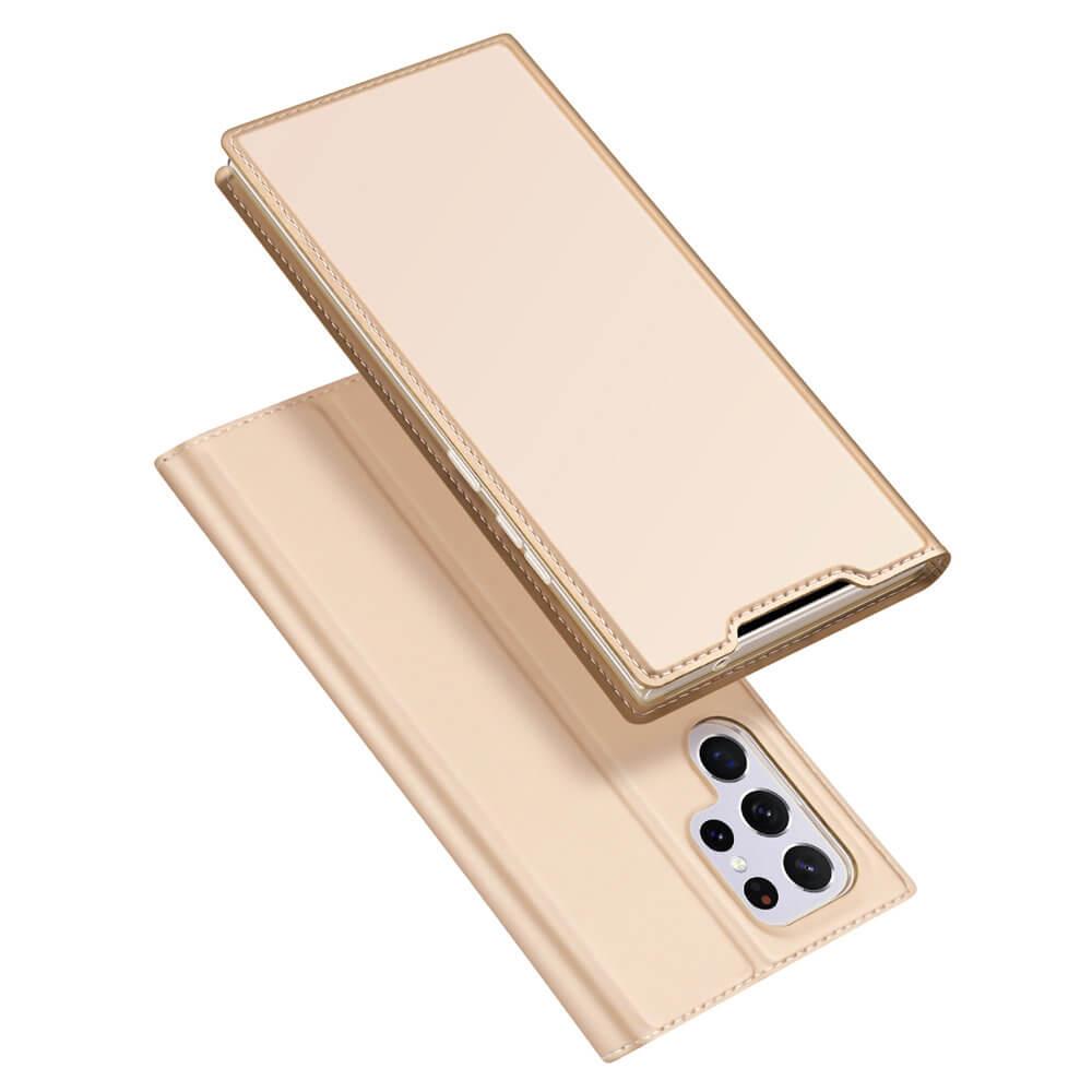 Кожен калъф с поставка и отделение за кр. карти за Samsung Galaxy S22 Ultra - Dux Ducis Skin Pro Case (златист) | JAR Computers Кожен калъф с поставка и отделение за кр. карти за Samsung Galaxy S22 Ultra - Dux Ducis Skin Pro Case (златист)
