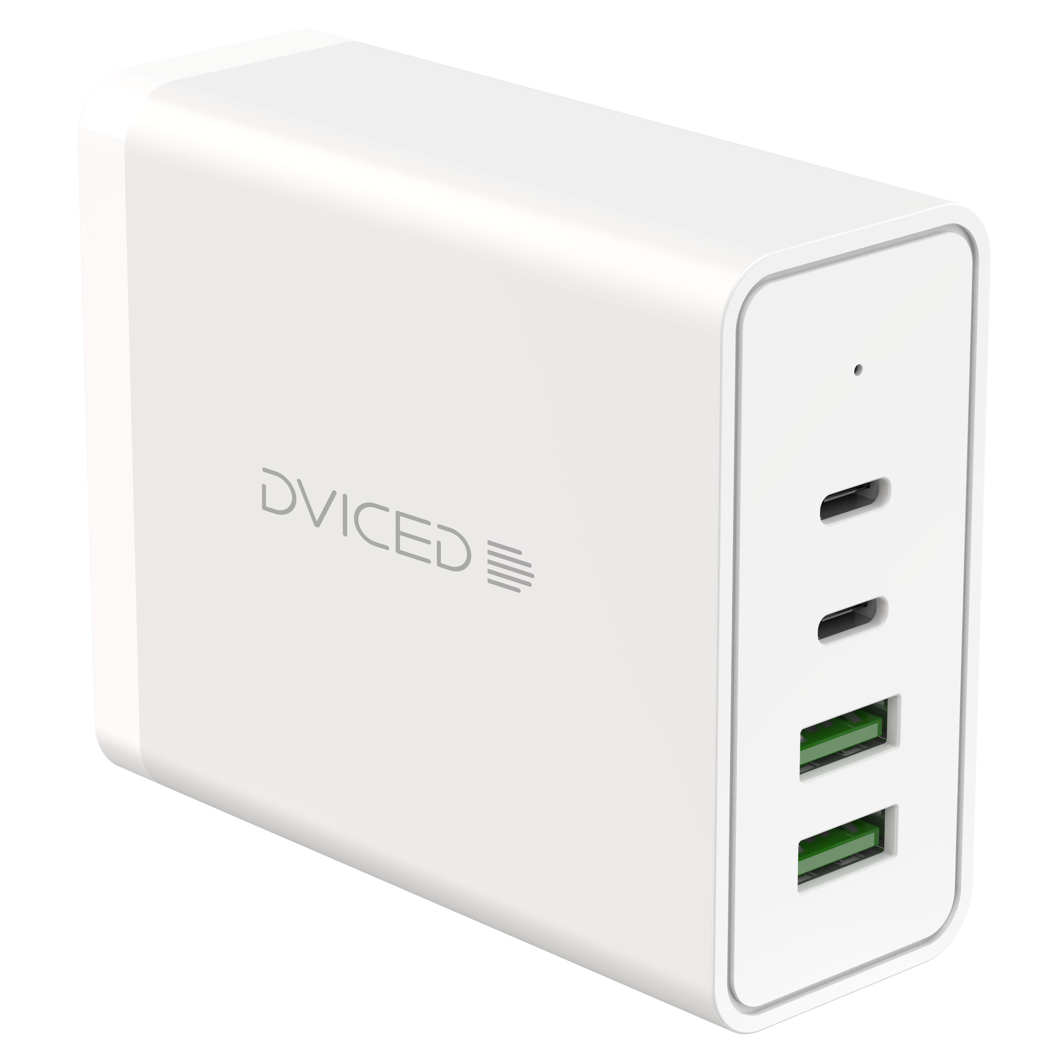 Dviced Desktop charger 100W GaN 2 USB-C 2 USB-A EU - White | JAR Computers Dviced Desktop charger 100W GaN 2 USB-C 2 USB-A EU - White