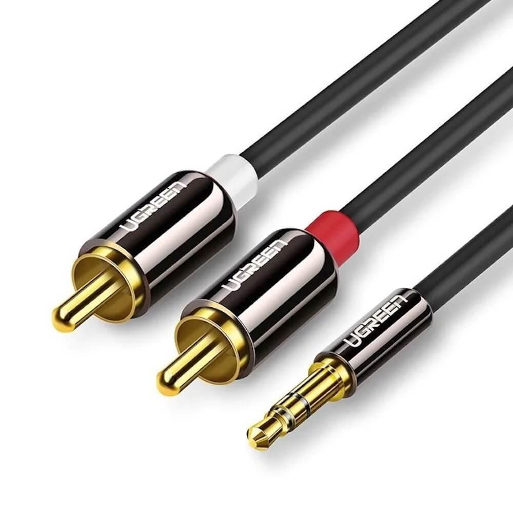 Качествен аудио кабел 2xRCA (мъжко) към 3.5mm (мъжко) - Ugreen AV116 2xRCA Male to 3.5mm Male Audio Cable (300 см) | JAR Computers Качествен аудио кабел 2xRCA (мъжко) към 3.5mm (мъжко) - Ugreen AV116 2xRCA Male to 3.5mm Male Audio Cable (300 см)