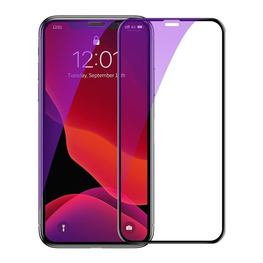 Калено стъклено защитно покритие за целия дисплей на iPhone 11 Pro, iPhone XS, iPhone X (прозрачен-черен) - Baseus Anti-bluelight Curved Full Screen Tempered Glass (SGAPIPH58-ATE01) (2 броя) | JAR Computers Калено стъклено защитно покритие за целия дисплей на iPhone 11 Pro, iPhone XS, iPhone X (прозрачен-черен) - Baseus Anti-bluelight Curved Full Screen Tempered Glass (SGAPIPH58-ATE01) (2 броя)