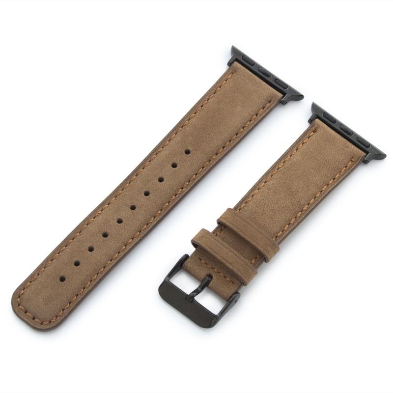 Кожена каишка за Apple Watch 42мм, 44мм - Torrii Leather Band (кафява с кафеви шевове) | JAR Computers Кожена каишка за Apple Watch 42мм, 44мм - Torrii Leather Band (кафява с кафеви шевове)