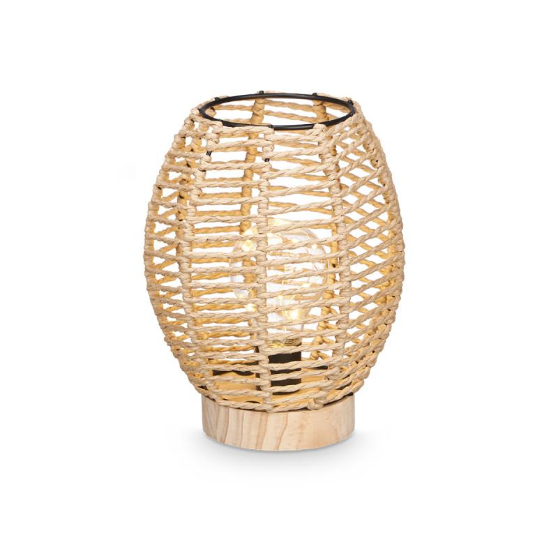 Настолна лампа Giftdecor, овална, с дървена основа и въже | JAR Computers Настолна лампа Giftdecor, овална, с дървена основа и въже