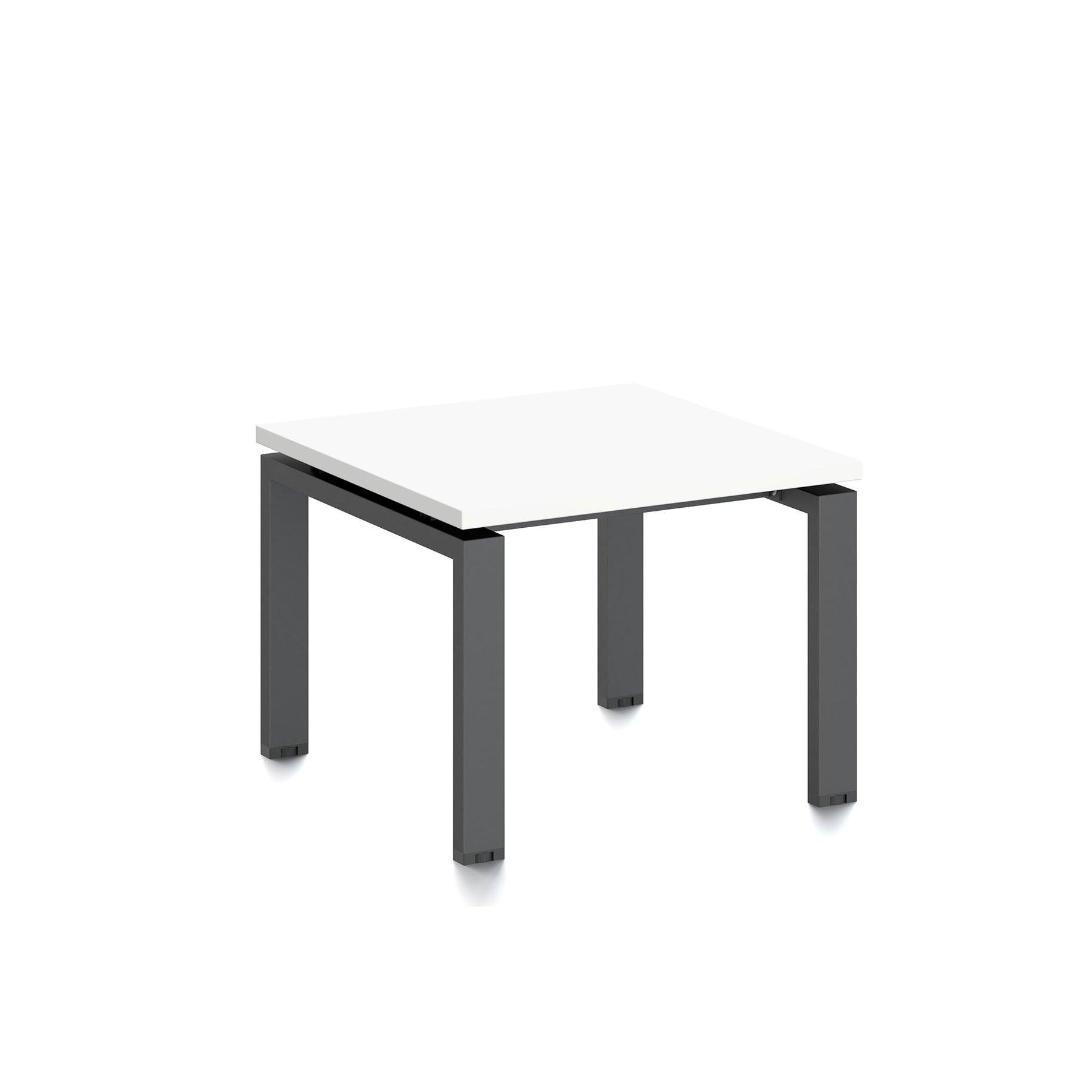 Ниска маса RFG Monaco, 600 x 600 x 450 mm, ПДЧ 25 mm, бял плот, черни метални крака