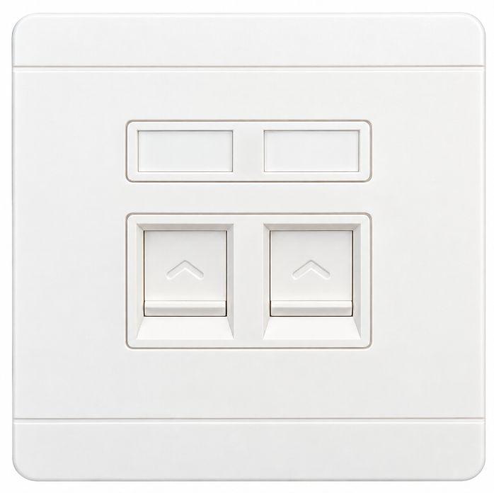 Розетка 86x86mm, 2 порта, незаредена, вкопан монтаж | JAR Computers Розетка 86x86mm, 2 порта, незаредена, вкопан монтаж