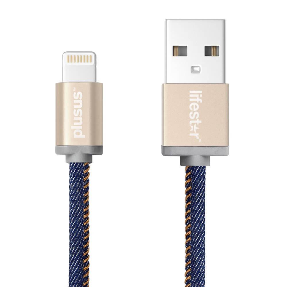 Ръчно изработен сертифициран Lightning кабел за iPhone, iPad и iPod (25см.) - PlusUs LifeStar Handcrafted Lightning Cable (син-златист) | JAR Computers Ръчно изработен сертифициран Lightning кабел за iPhone, iPad и iPod (25см.) - PlusUs LifeStar Handcrafted Lightning Cable (син-златист)