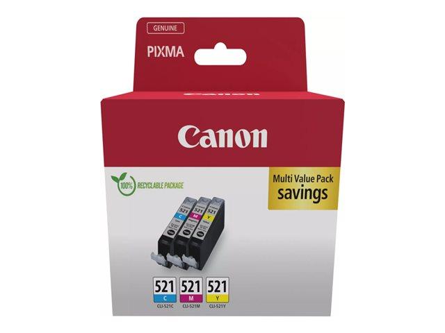 CANON CLI-521 Ink Cartridge C/M/Y Pack SEC | JAR Computers CANON CLI-521 Ink Cartridge C/M/Y Pack SEC