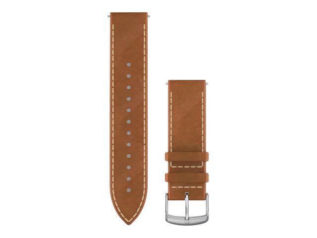 Garmin Ersatzarmband 20mm Leder Hellbraun mit Naht/Silber | JAR Computers Garmin Ersatzarmband 20mm Leder Hellbraun mit Naht/Silber