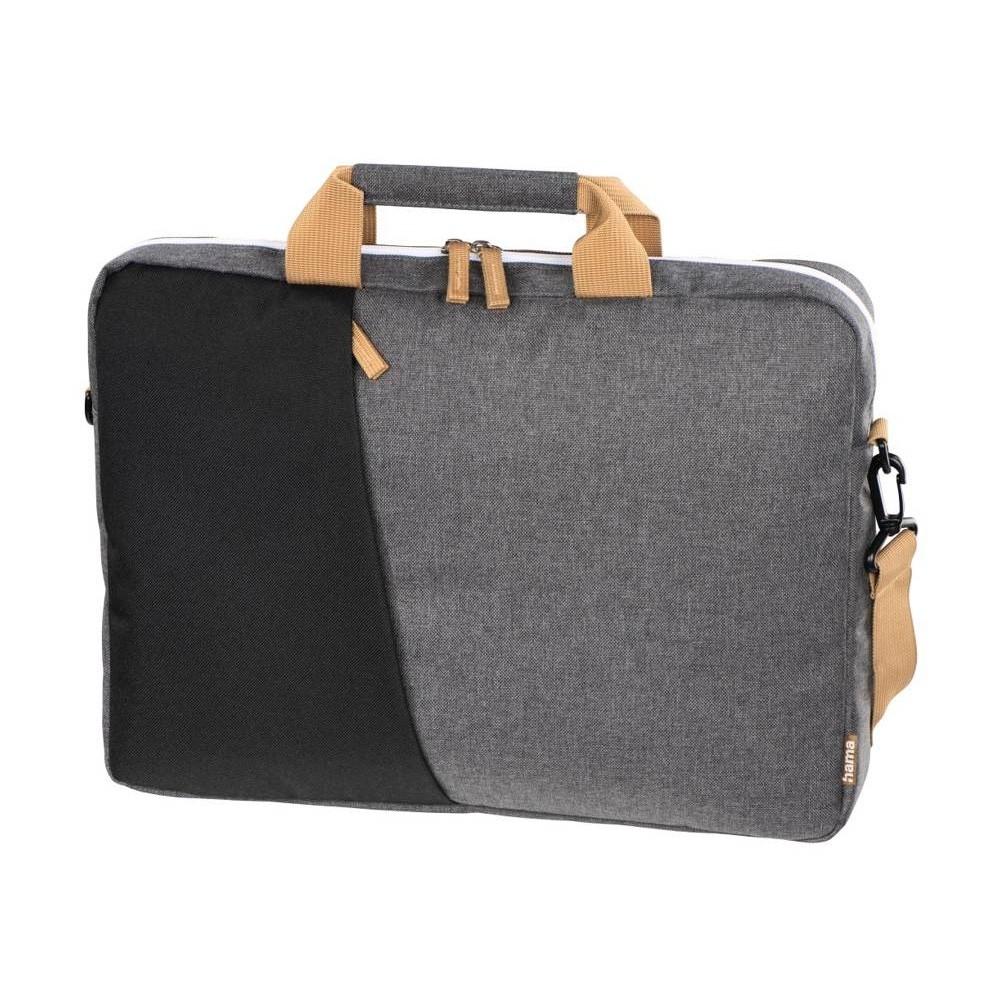 Hama Florenz Laptop Bag 14.1 - елегантна чанта с дръжки и презрамка за MacBook Air 13, MacBook Pro 13, MacBook Pro 14 и лаптопи до 14 инча (черен-сив)