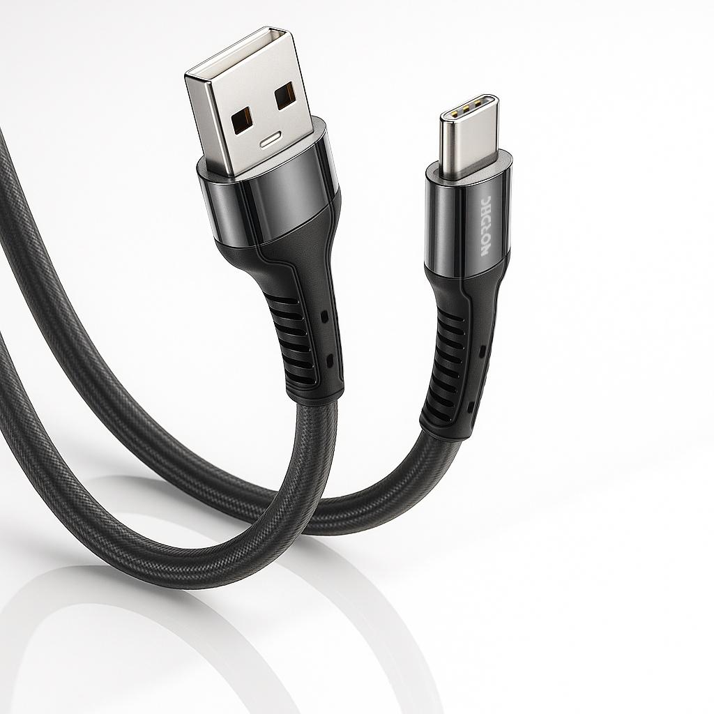 NORDIC Кабел USB-A - Type-C, Braided, 2м, 40W /черен/ | JAR Computers NORDIC Кабел USB-A - Type-C, Braided, 2м, 40W /черен/