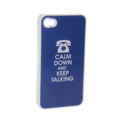 Поликарбонатов кейс за iPhone 4/4S - Calm Down & Keep Talking (тъмносин) | JAR Computers Поликарбонатов кейс за iPhone 4/4S - Calm Down & Keep Talking (тъмносин)