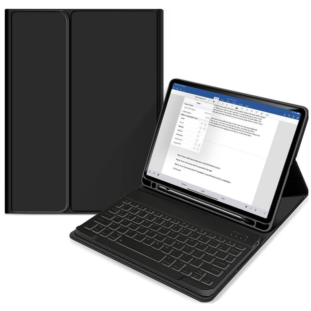 Tech-Protect SC Pen Case and Bluetooth Keyboard - кожен калъф и безжична блутут клавиатура за iPad 10 (2022) (черен)