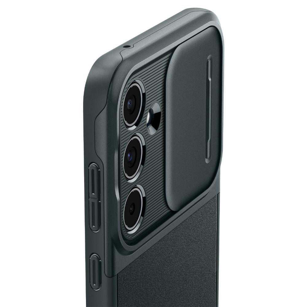 Тънък качествен силиконов (TPU) калъф с капак за камерата за Samsung Galaxy A55 5G - Spigen Optik Armor Case (зелен) | JAR Computers Тънък качествен силиконов (TPU) калъф с капак за камерата за Samsung Galaxy A55 5G - Spigen Optik Armor Case (зелен)