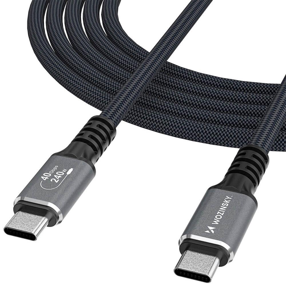 Здрав USB4 кабел с Thunderbolt 4 за устройства с USB-C порт - Wozinsky Thunderbolt 4 USB4 USB-C to USB-C Cable 240W (черен) (150 см) | JAR Computers Здрав USB4 кабел с Thunderbolt 4 за устройства с USB-C порт - Wozinsky Thunderbolt 4 USB4 USB-C to USB-C Cable 240W (черен) (150 см)