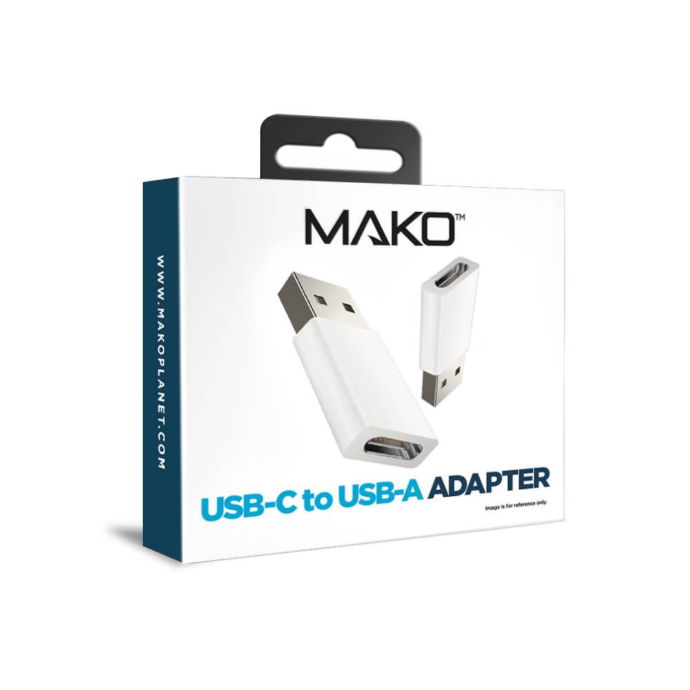 Адаптер от USB мъжко към USB-C женско за мобилни устройства с USB-C порт - Mako USB-C to USB Cable Adapter (бял) | JAR Computers Адаптер от USB мъжко към USB-C женско за мобилни устройства с USB-C порт - Mako USB-C to USB Cable Adapter (бял)