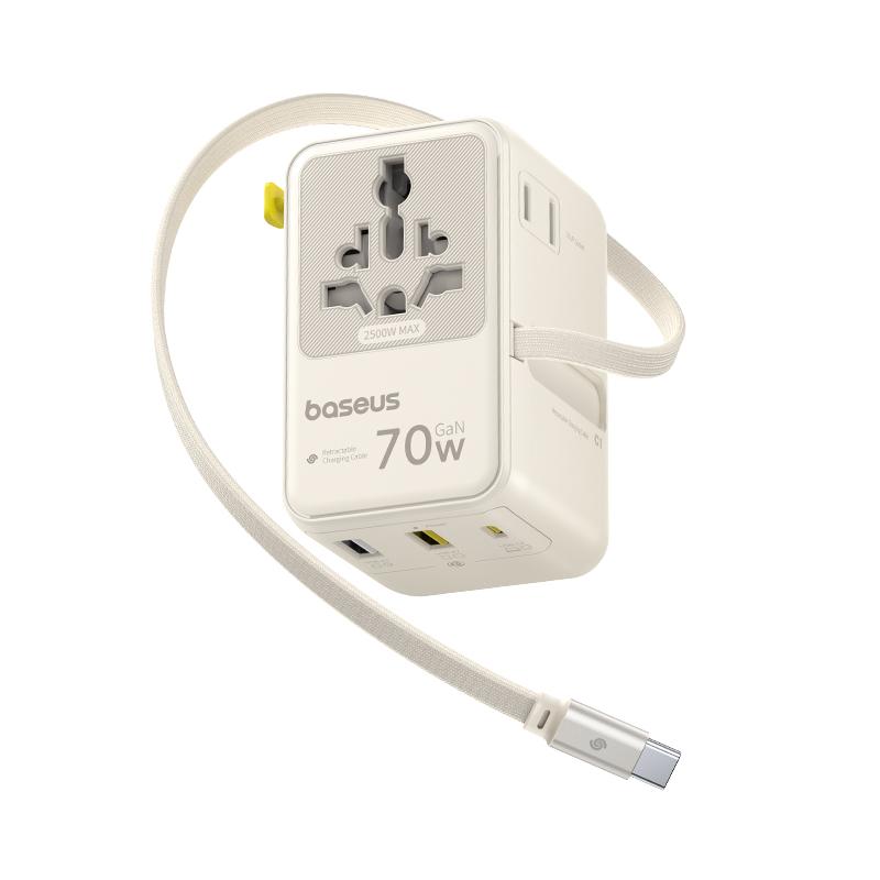 BASEUS Преходник от/към всички стандарти + ЗУ 220V 70W, 2A + 1C+ 2AC + Вграден кабел C, EnerCore CG11 /off-white/ - E0307E01 | JAR Computers BASEUS Преходник от/към всички стандарти + ЗУ 220V 70W, 2A + 1C+ 2AC + Вграден кабел C, EnerCore CG11 /off-white/ - E0307E01