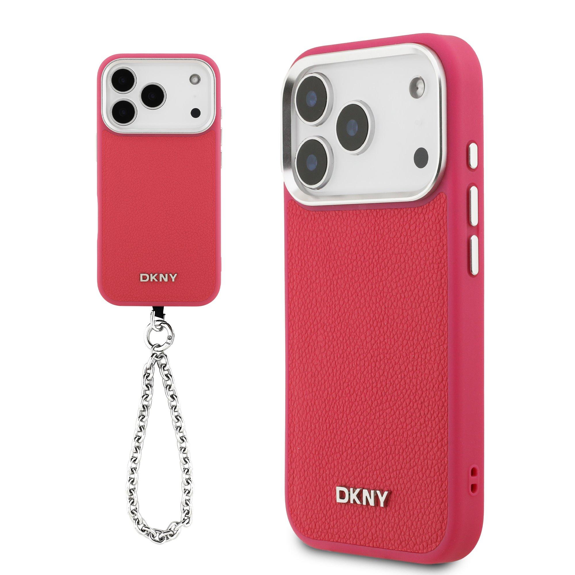 DKNY Калъф Apple iPhone 17 Pro, PU Leather Metal Logo MagSafe + Wrist Strap, розов - DKHMP17LPDHWSP | JAR Computers DKNY Калъф Apple iPhone 17 Pro, PU Leather Metal Logo MagSafe + Wrist Strap, розов - DKHMP17LPDHWSP