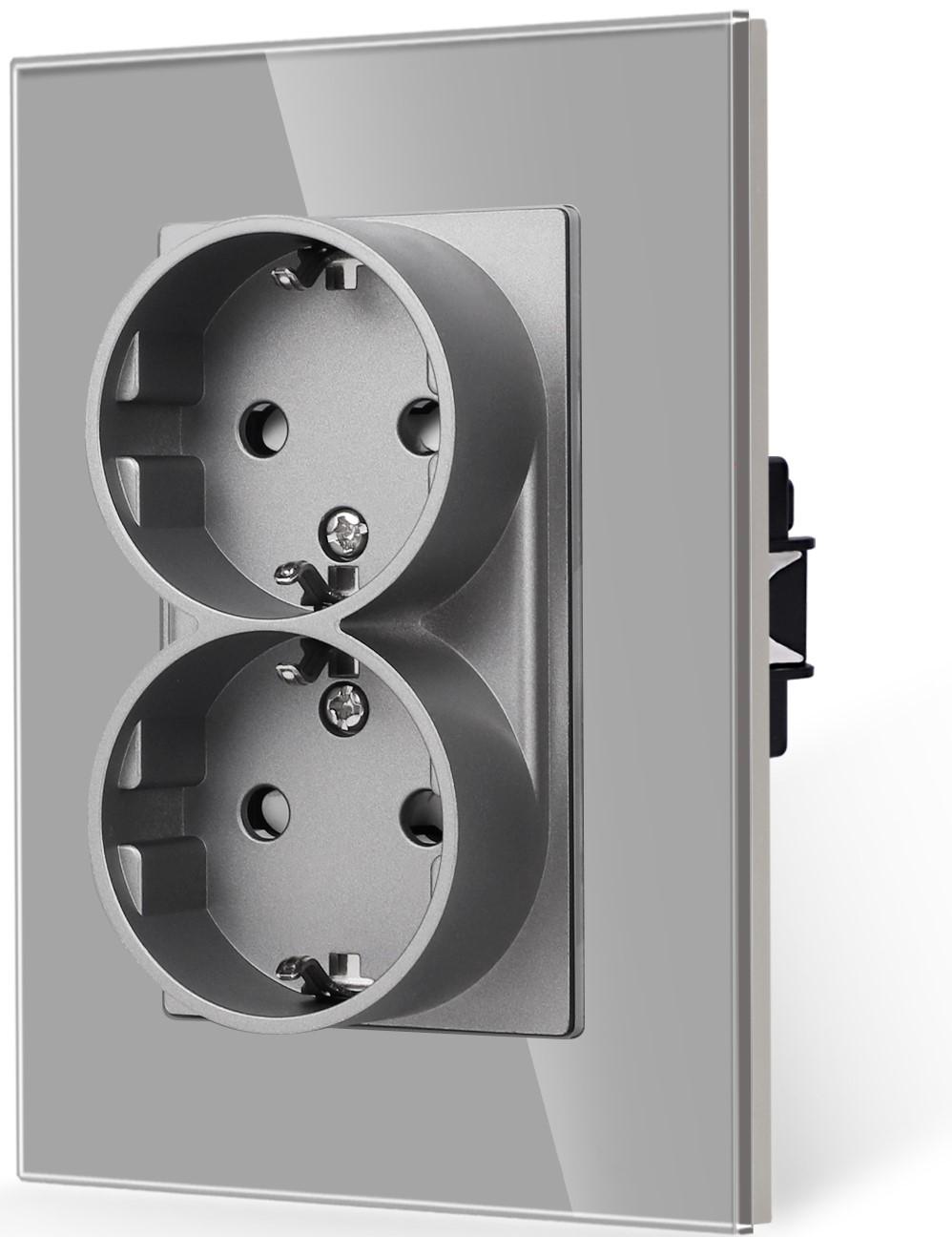 Двоен контакт-комплект за монтаж в единична конзола-СИВ | JAR Computers Двоен контакт-комплект за монтаж в единична конзола-СИВ