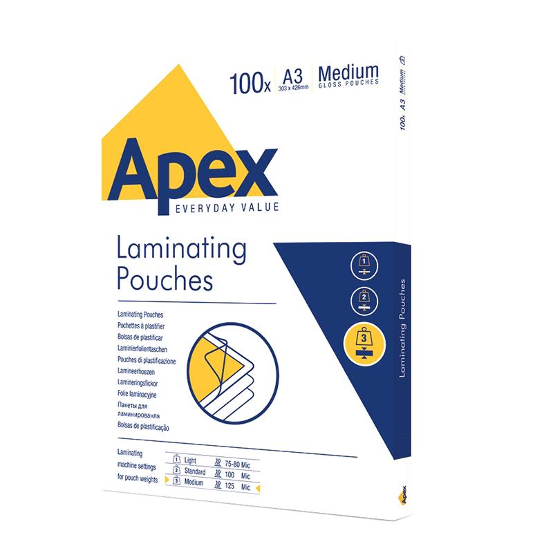 Фолио за ламиниране Apex, A3, 125 μm, 100 броя | JAR Computers Фолио за ламиниране Apex, A3, 125 μm, 100 броя