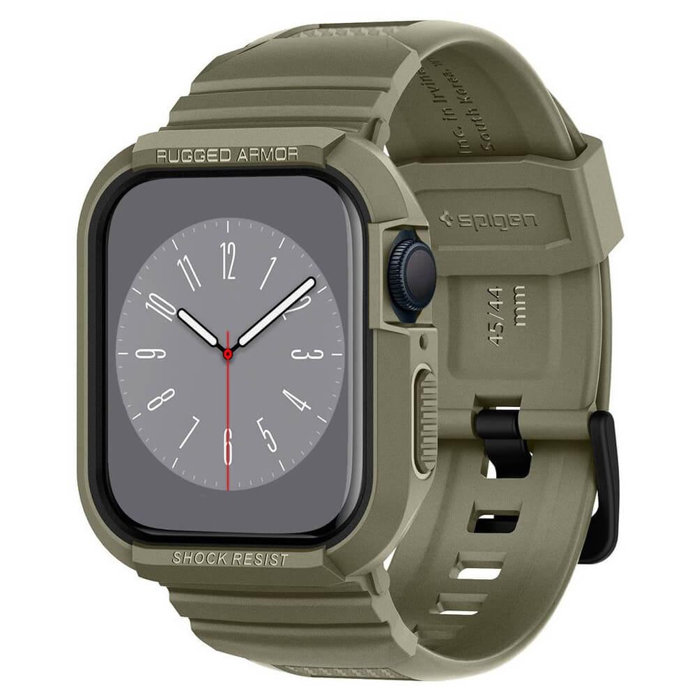 Удароустойчив TPU кейс с вградена каишка за Apple Watch 44мм, 45мм - Spigen Rugged Armor Case Pro (зелен) | JAR Computers Удароустойчив TPU кейс с вградена каишка за Apple Watch 44мм, 45мм - Spigen Rugged Armor Case Pro (зелен)