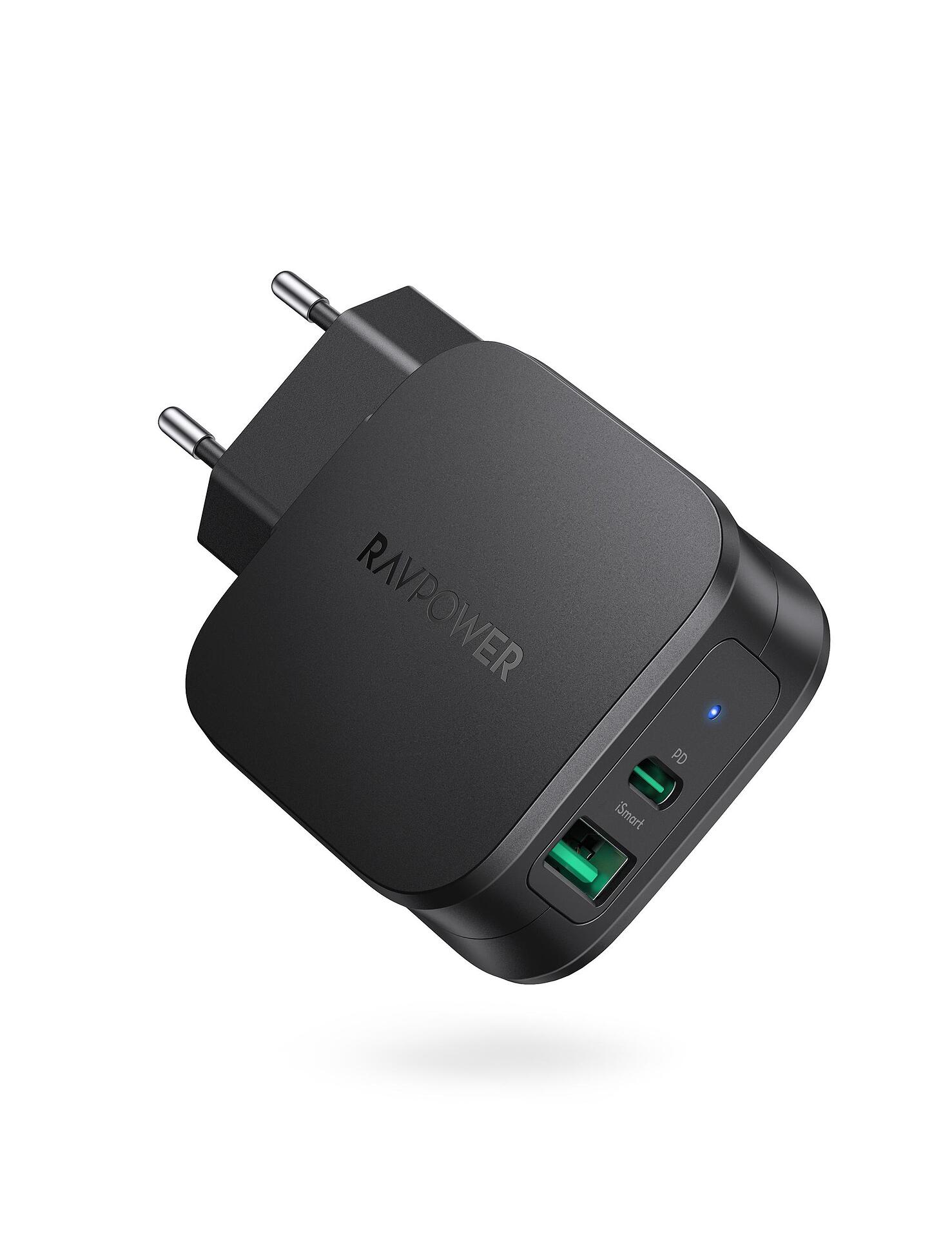 Зарядно RavPower 220V USB, USB-C 30W + кабел MFI, RP-PC144