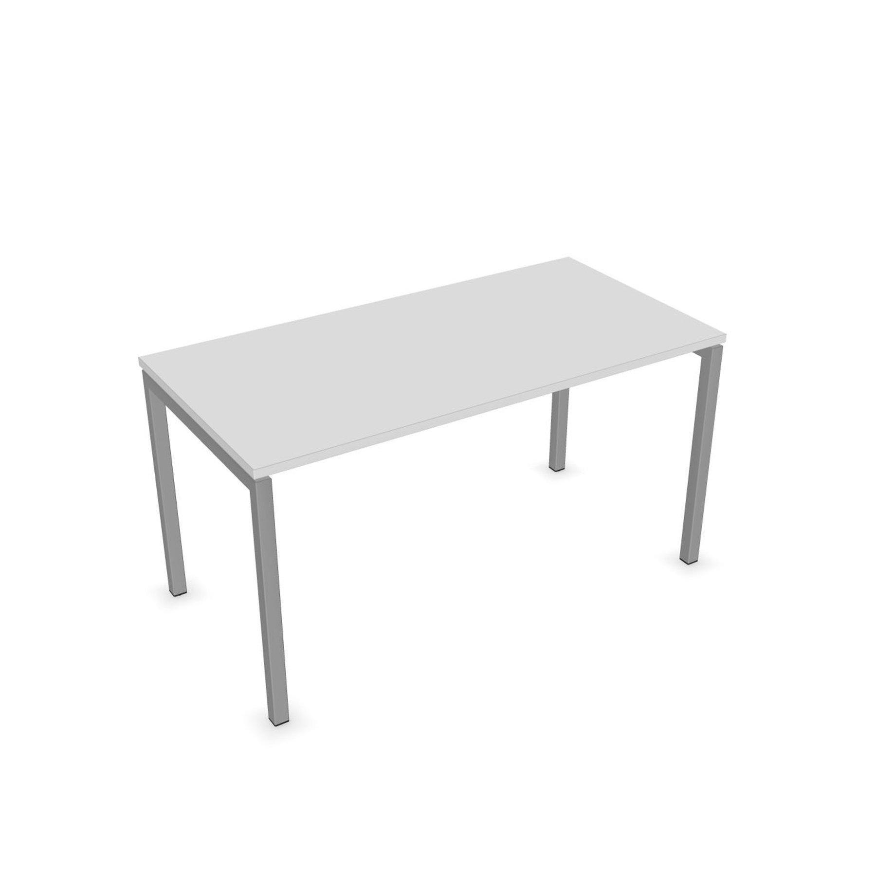 Бюро Narbutas Nova U, 1400 x 700 x 740 mm, меламин бял, сив метал, крак тип U