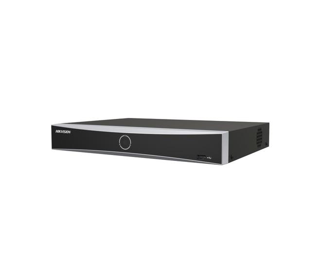HikVision 16-ch 1U K Series AcuSense 4K NVR, Up to 2-ch@12 MP (2x12 MP/4x8 MP/8x4 MP/16x1080p), H.265+, 1 SATA HDD up to 16TB, 2x USB 2.0; Video input: HDMI 1-ch, 4K (3840x2160)/30 Hz, VGA 1-ch, 1920x1080/60 Hz, Audio Output: 1-ch, RCA (Linear, 1 kOhm)