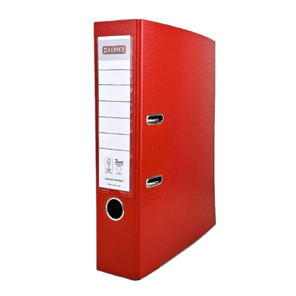 Класьор DELMET, РР, A4, 75 мм, метален кант, сменяем етикет, червен | JAR Computers Класьор DELMET, РР, A4, 75 мм, метален кант, сменяем етикет, червен