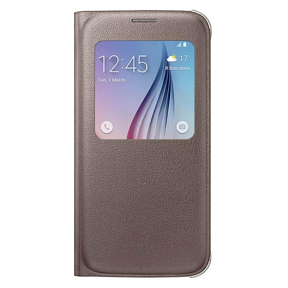 Оригинален кожен калъф за Samsung Galaxy S6 - Samsung S-View Cover EF-CG920PFEGWW (златист) | JAR Computers Оригинален кожен калъф за Samsung Galaxy S6 - Samsung S-View Cover EF-CG920PFEGWW (златист)