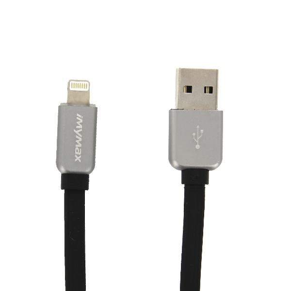 Плосък lightning кабел (100 см.) за iPhone, iPad и iPod с Lightning вход - Mymax Business Lighting USB Data Cable (черен-сив) | JAR Computers Плосък lightning кабел (100 см.) за iPhone, iPad и iPod с Lightning вход - Mymax Business Lighting USB Data Cable (черен-сив)