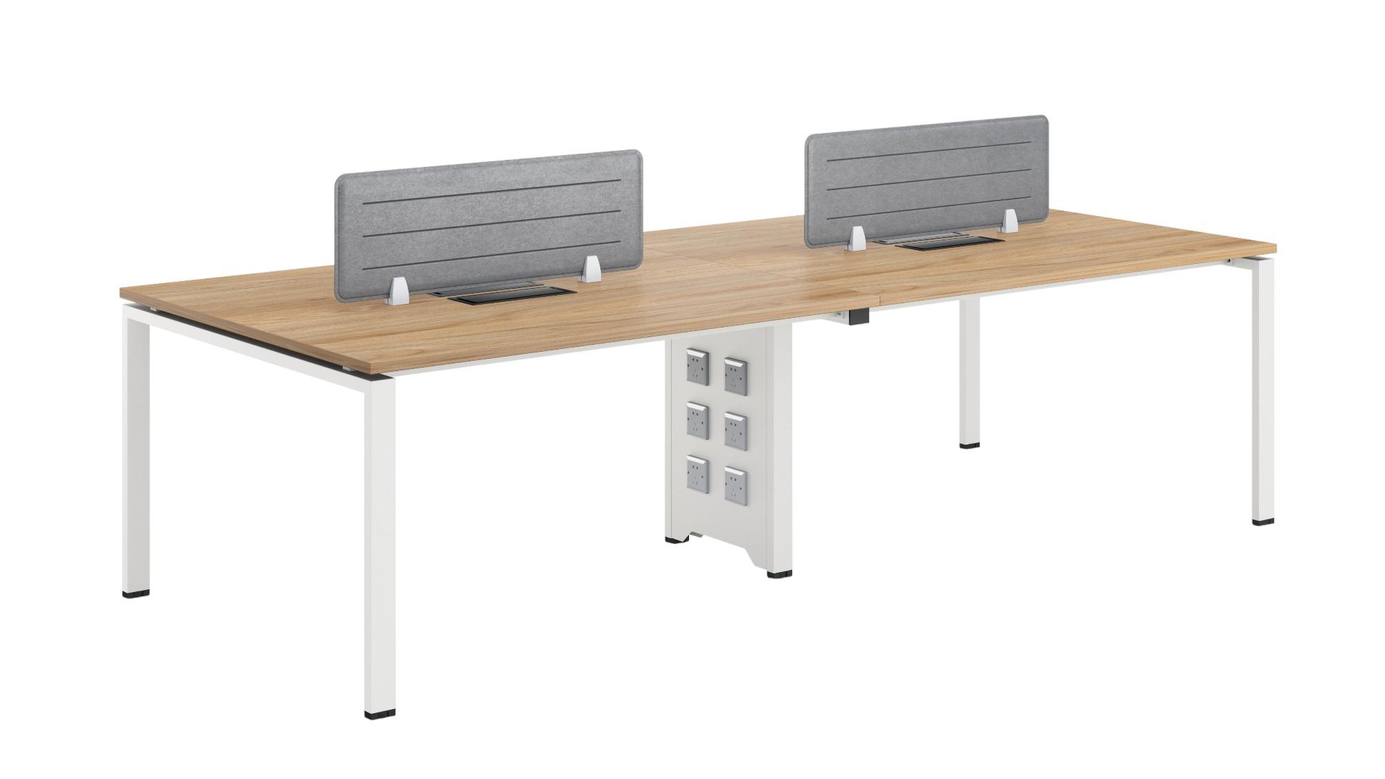 Бюро RFG Бенч Monaco, четириместно, 2800 х 1200 х 750 mm, ПДЧ 25 mm, плот бряст, бели метални крака