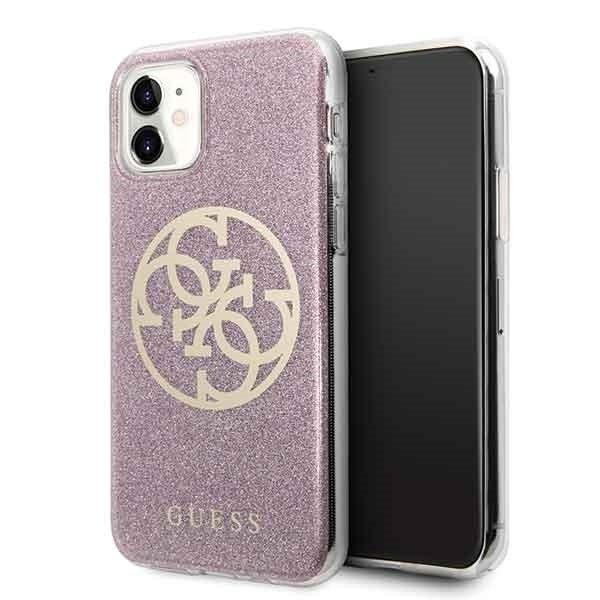 Дизайнерски кейс с висока защита за iPhone 11 - Guess Circle Glitter 4G Case (розов) | JAR Computers Дизайнерски кейс с висока защита за iPhone 11 - Guess Circle Glitter 4G Case (розов)