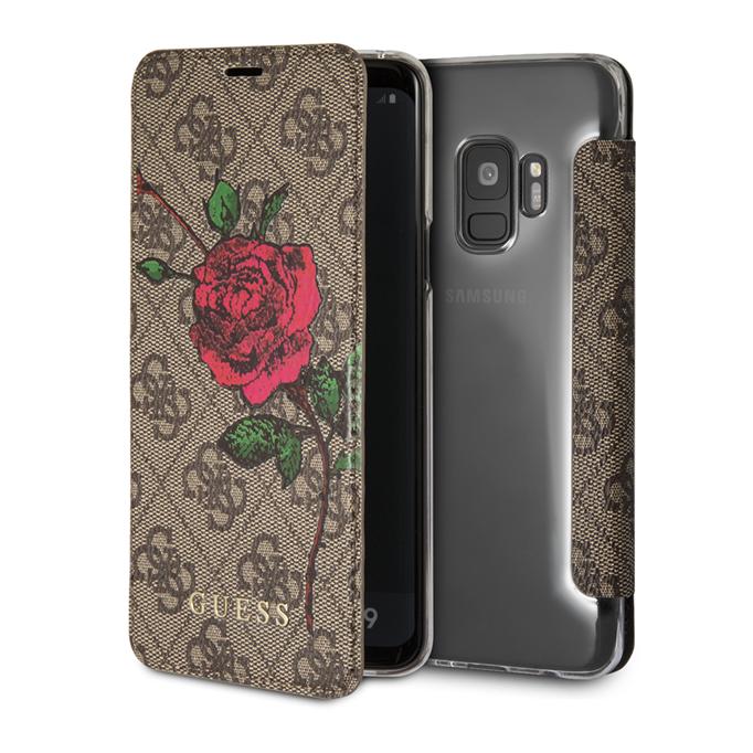 Дизайнерски кожен калъф, тип портфейл за Samsung Galaxy S9 - Guess Flower Desire Booktype Case (кафяв) | JAR Computers Дизайнерски кожен калъф, тип портфейл за Samsung Galaxy S9 - Guess Flower Desire Booktype Case (кафяв)