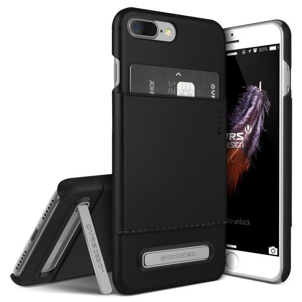 Кожен кейс с поставка и джоб за кредитна карта за iPhone 8 Plus, iPhone 7 Plus - Verus Simpli Leather Case (черен) | JAR Computers Кожен кейс с поставка и джоб за кредитна карта за iPhone 8 Plus, iPhone 7 Plus - Verus Simpli Leather Case (черен)