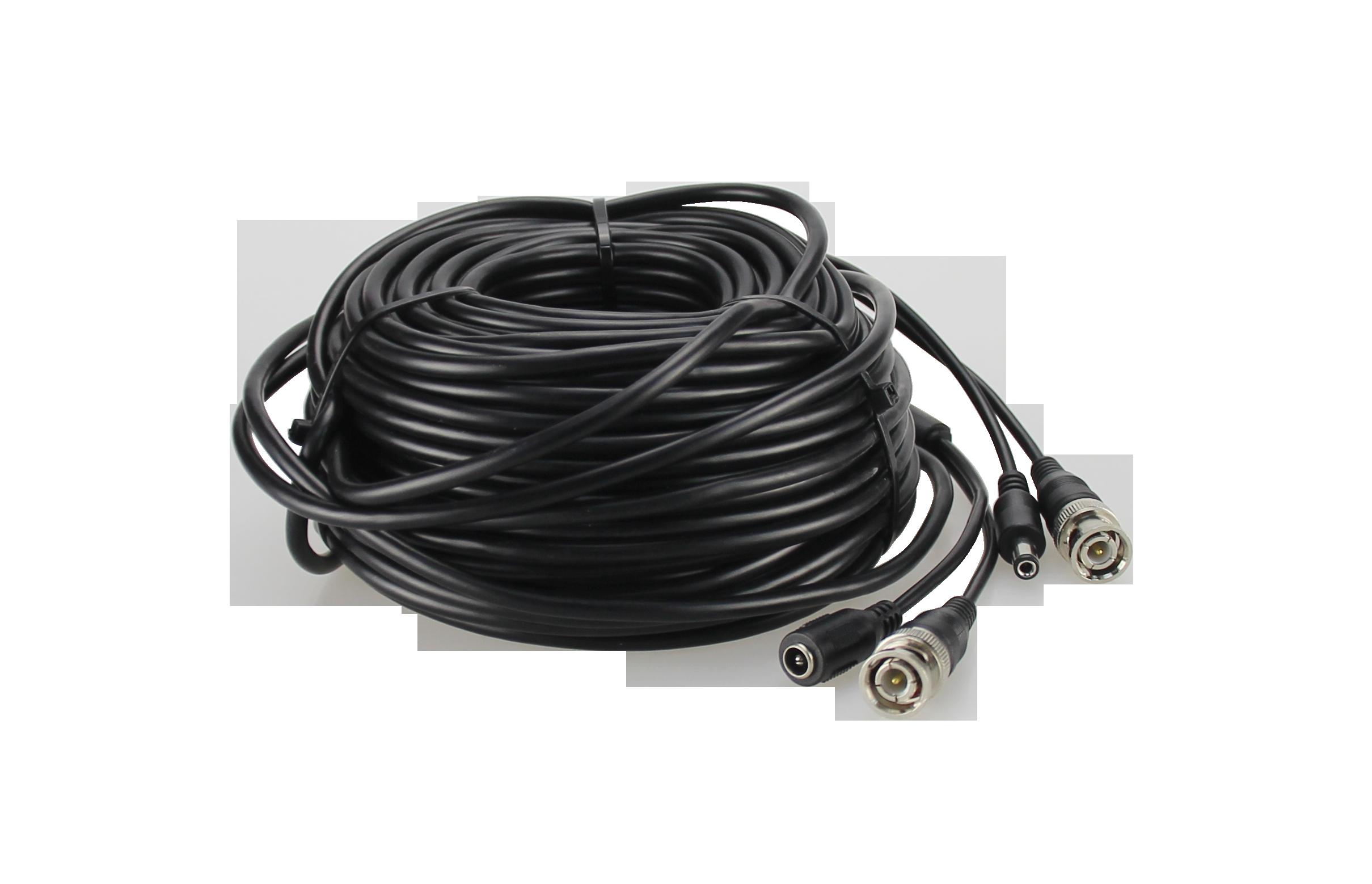 Предварително асемблиран кабел ЧЕРЕН DC+BNC 30 метра за AHD, TVI, CVI и аналогови камери | JAR Computers Предварително асемблиран кабел ЧЕРЕН DC+BNC 30 метра за AHD, TVI, CVI и аналогови камери