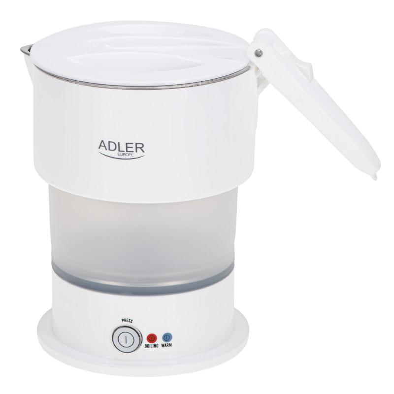 Туристическа ел.кана Adler AD 1377, 600W, 0.6 л, Сгъваем силиконов корпус, Защита от прегряване, Светлинен индикатор, Бял | JAR Computers Туристическа ел.кана Adler AD 1377, 600W, 0.6 л, Сгъваем силиконов корпус, Защита от прегряване, Светлинен индикатор, Бял