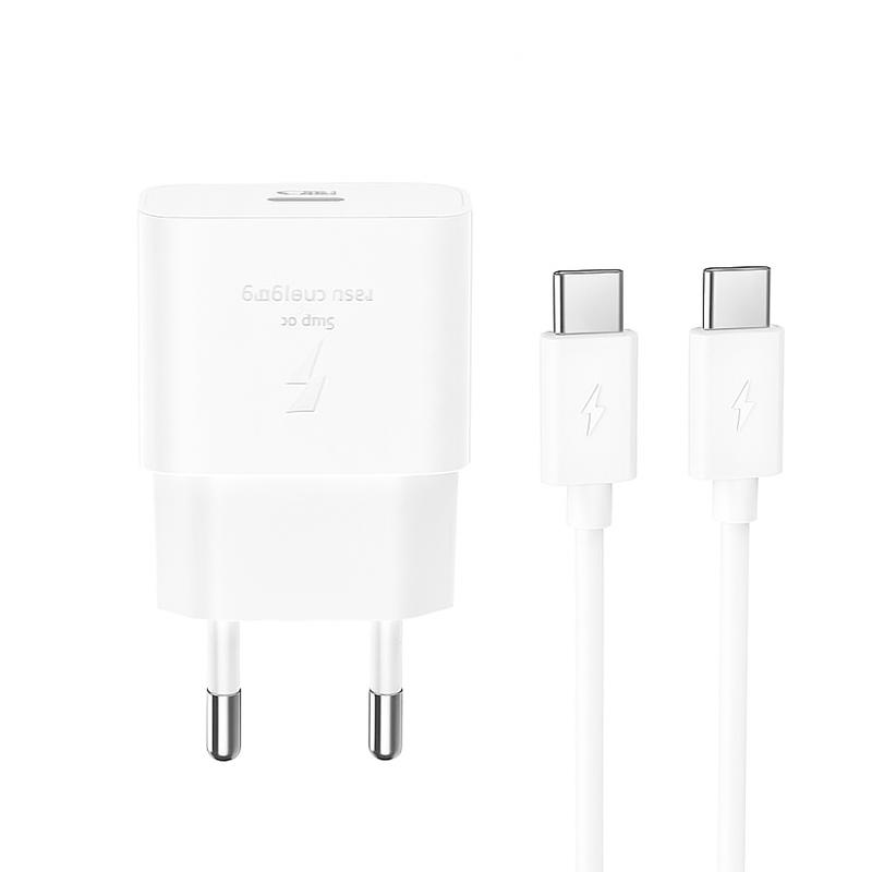 XO 220V 25W, USB-C, кабел C-C, бял - L167 | JAR Computers XO 220V 25W, USB-C, кабел C-C, бял - L167