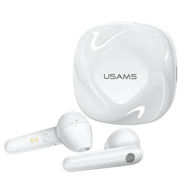 Безжични блутут слушалки със зареждащ кейс - USAMS SD001 TWS Earbuds (бял) | JAR Computers Безжични блутут слушалки със зареждащ кейс - USAMS SD001 TWS Earbuds (бял)