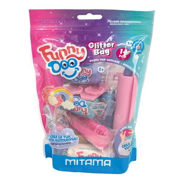 Комплект за моделиране MITAMA Funny Doo GlitterBag, 350 г, 7 цвята моделин, глитерен прах, 14 части | JAR Computers Комплект за моделиране MITAMA Funny Doo GlitterBag, 350 г, 7 цвята моделин, глитерен прах, 14 части