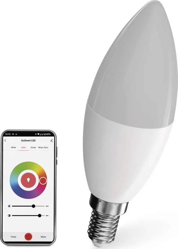 Лампа LED 4.8W RGBW E14 C37 470lm 180° димируема 20000h Wi-Fi GoSmart EMOS | JAR Computers Лампа LED 4.8W RGBW E14 C37 470lm 180° димируема 20000h Wi-Fi GoSmart EMOS